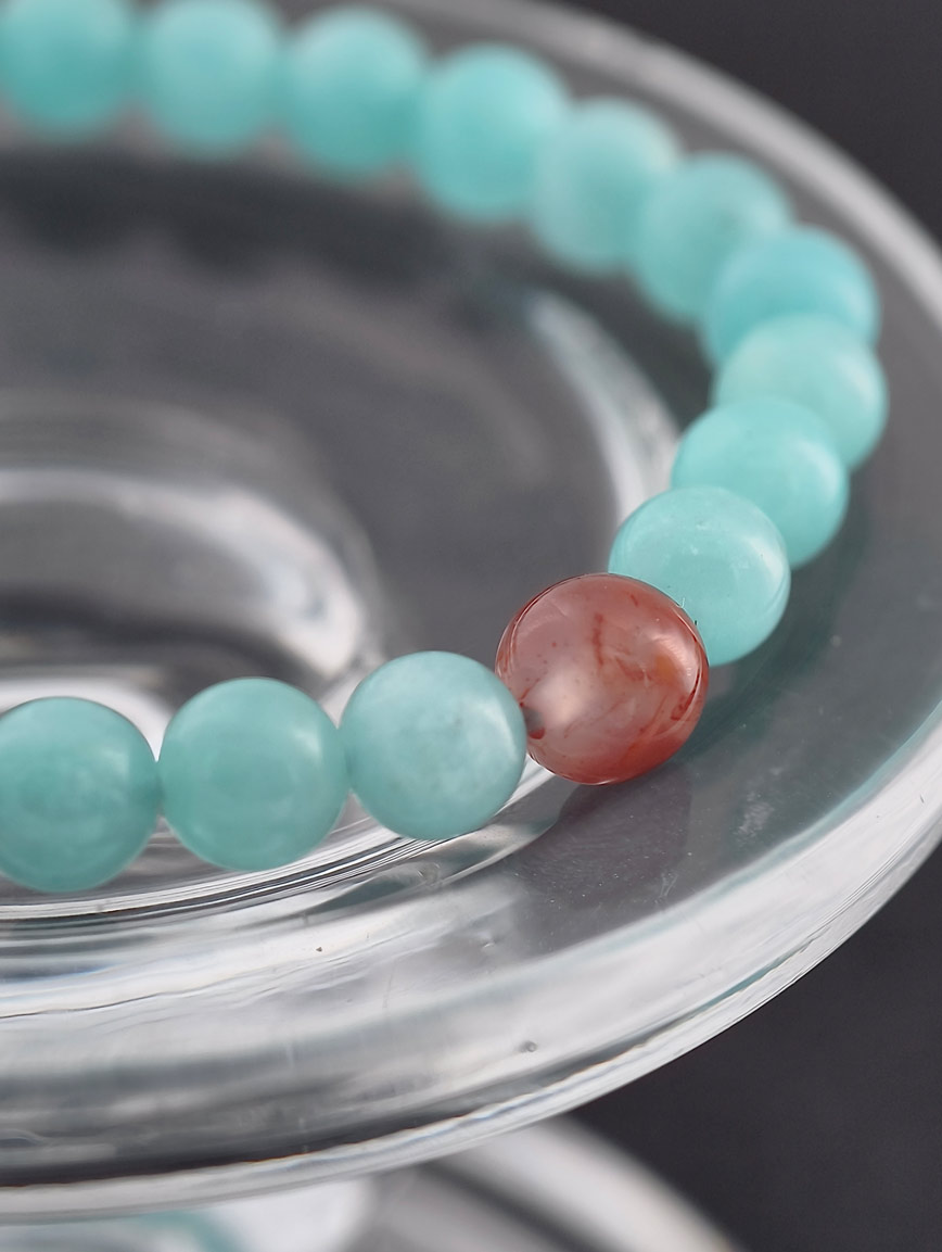 Natural Amazonite and South Red Agate Bracelet image