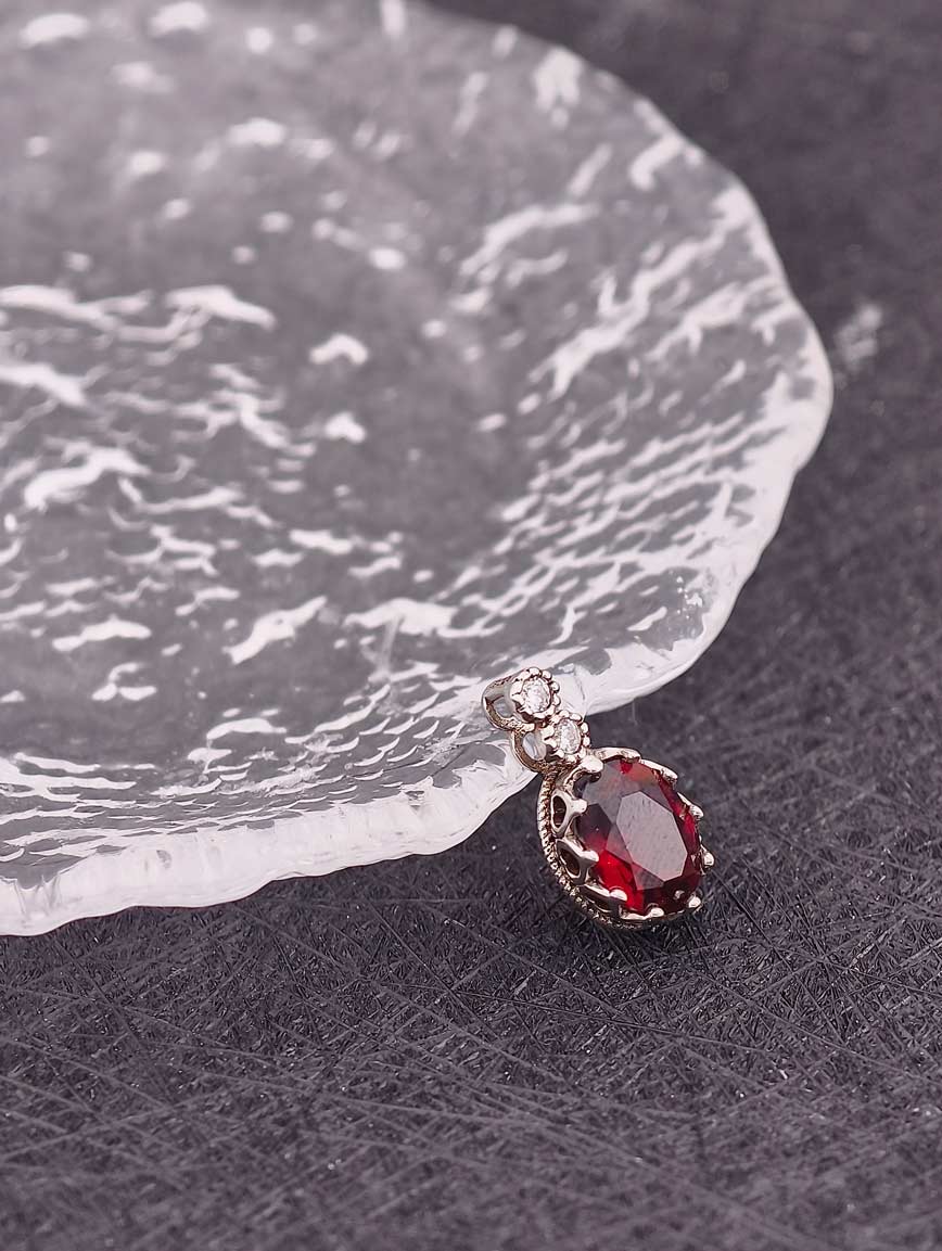 Natural Garnet Sterling Silver Pendant image