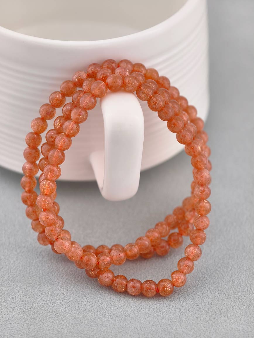 Natural Golden Strawberry Quartz Three-Wrap Bracelet image