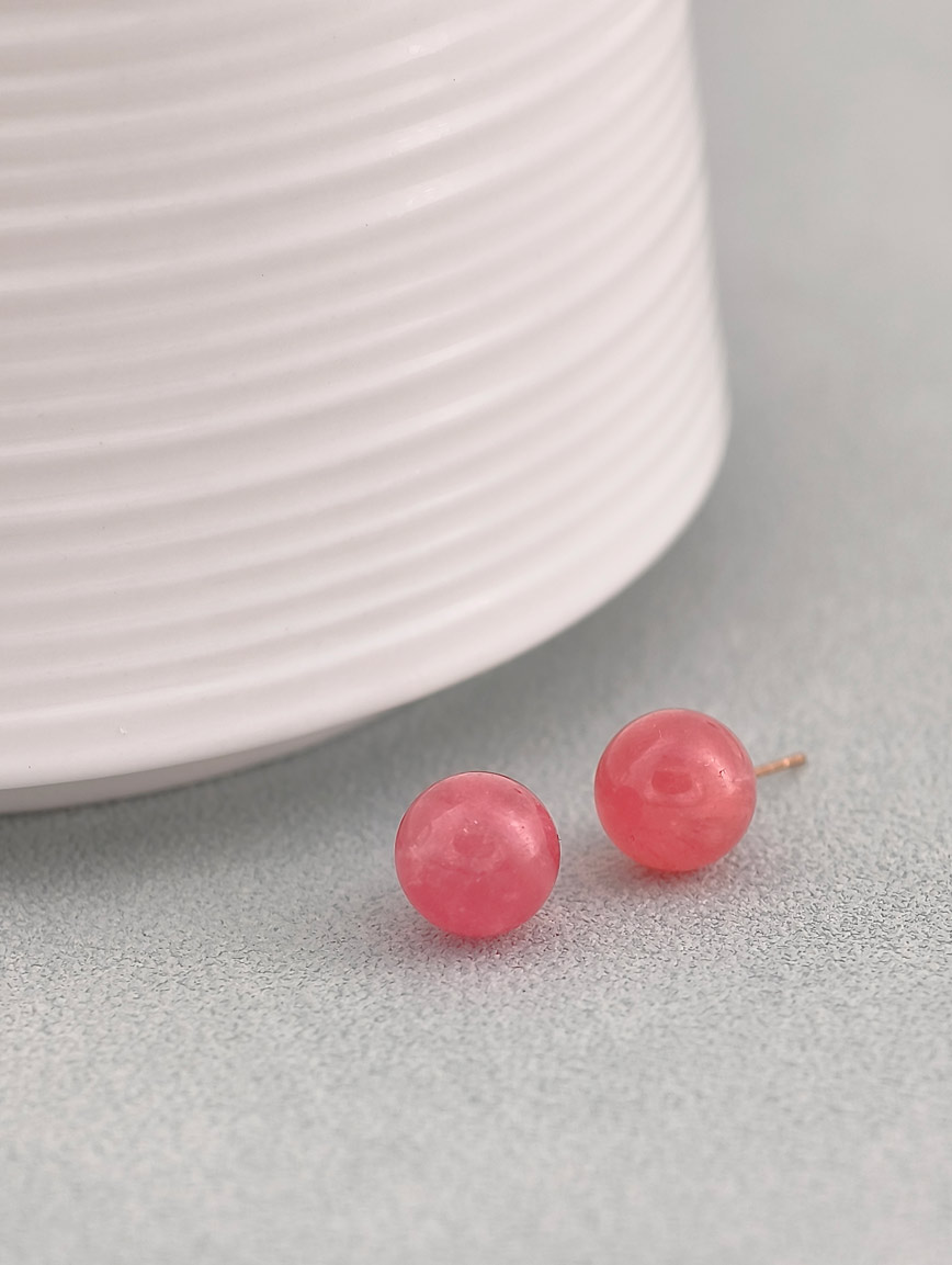 18K Gold Natural Rhodochrosite Earrings image