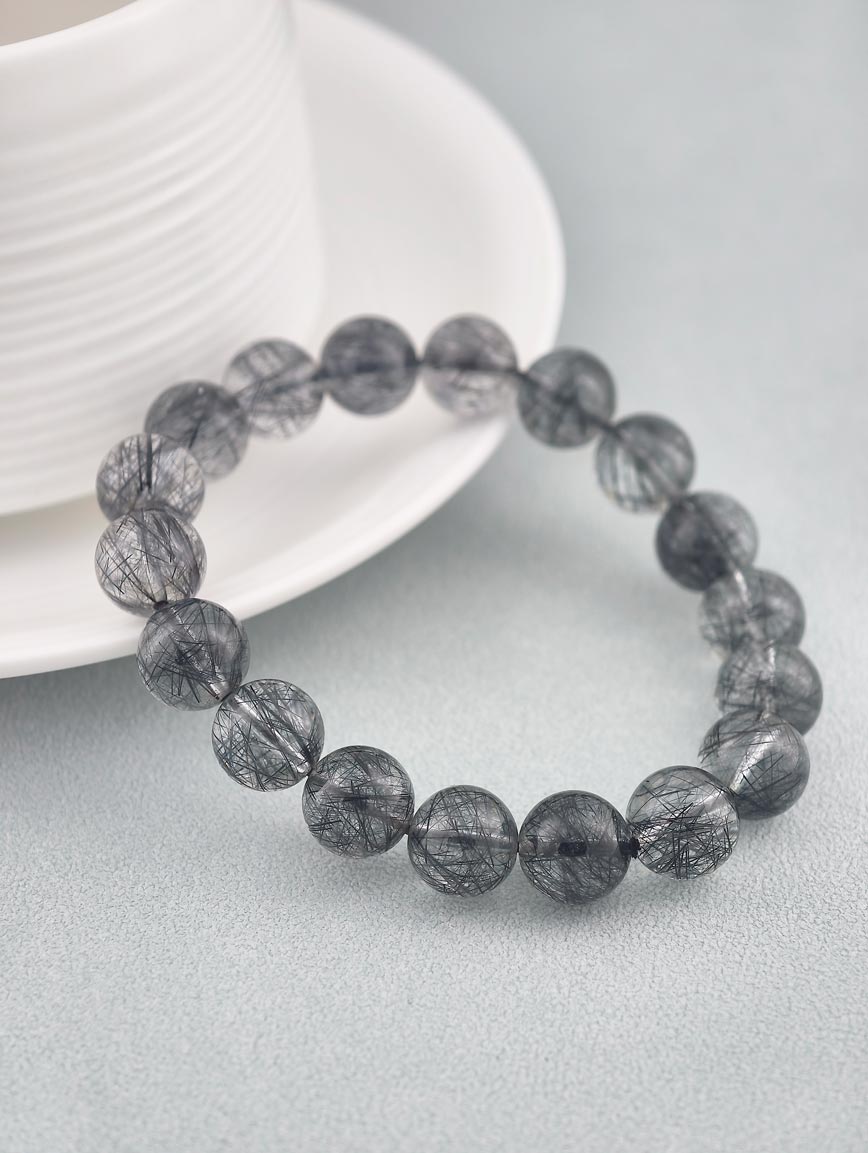 Natural Black Rutilated Quartz Energy Bracelet image