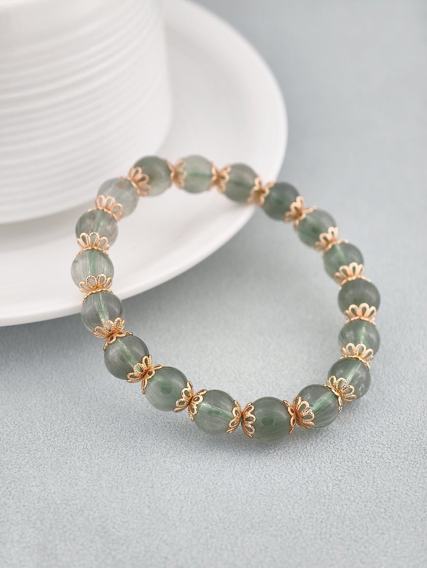 Natural Green Rutilated Quartz Exquisite Style Bracelet image