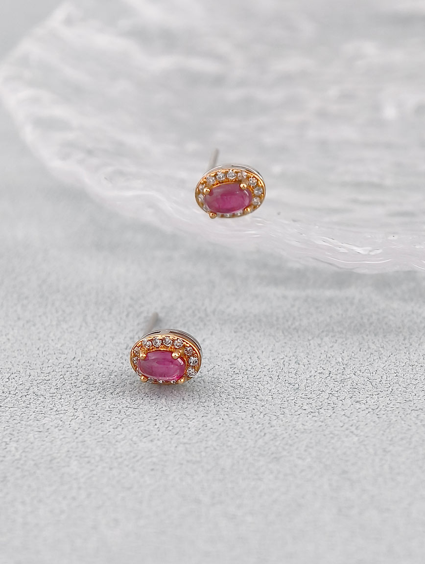 Natural Pink Tourmaline Exquisite Style Sterling Silver Earrings image