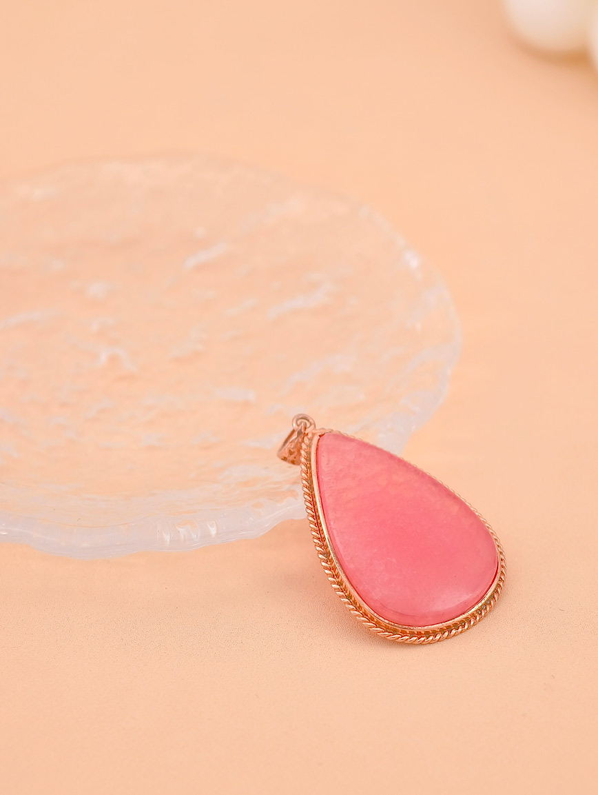 Natural Rhodochrosite Simple Style Sterling Silver Pendant image