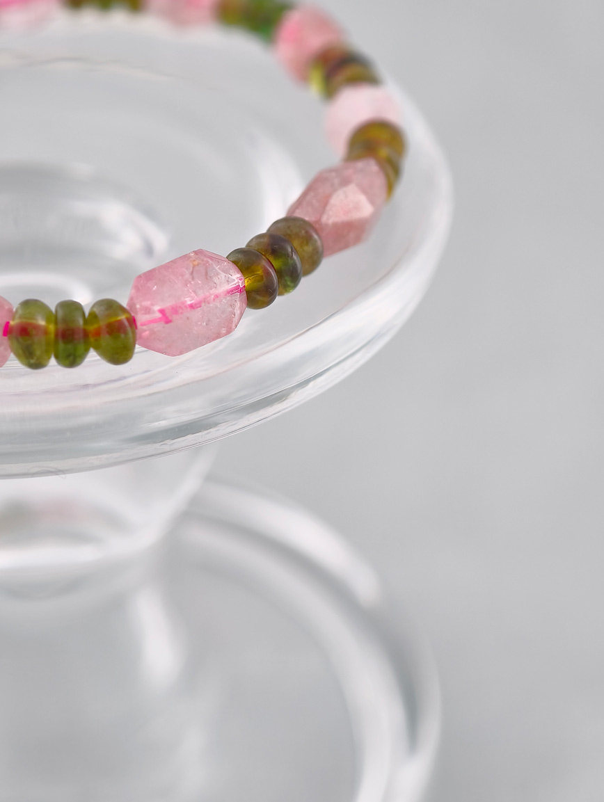 Natural Pink Tourmaline and Green Tourmaline Exclusive Design Bracelet image