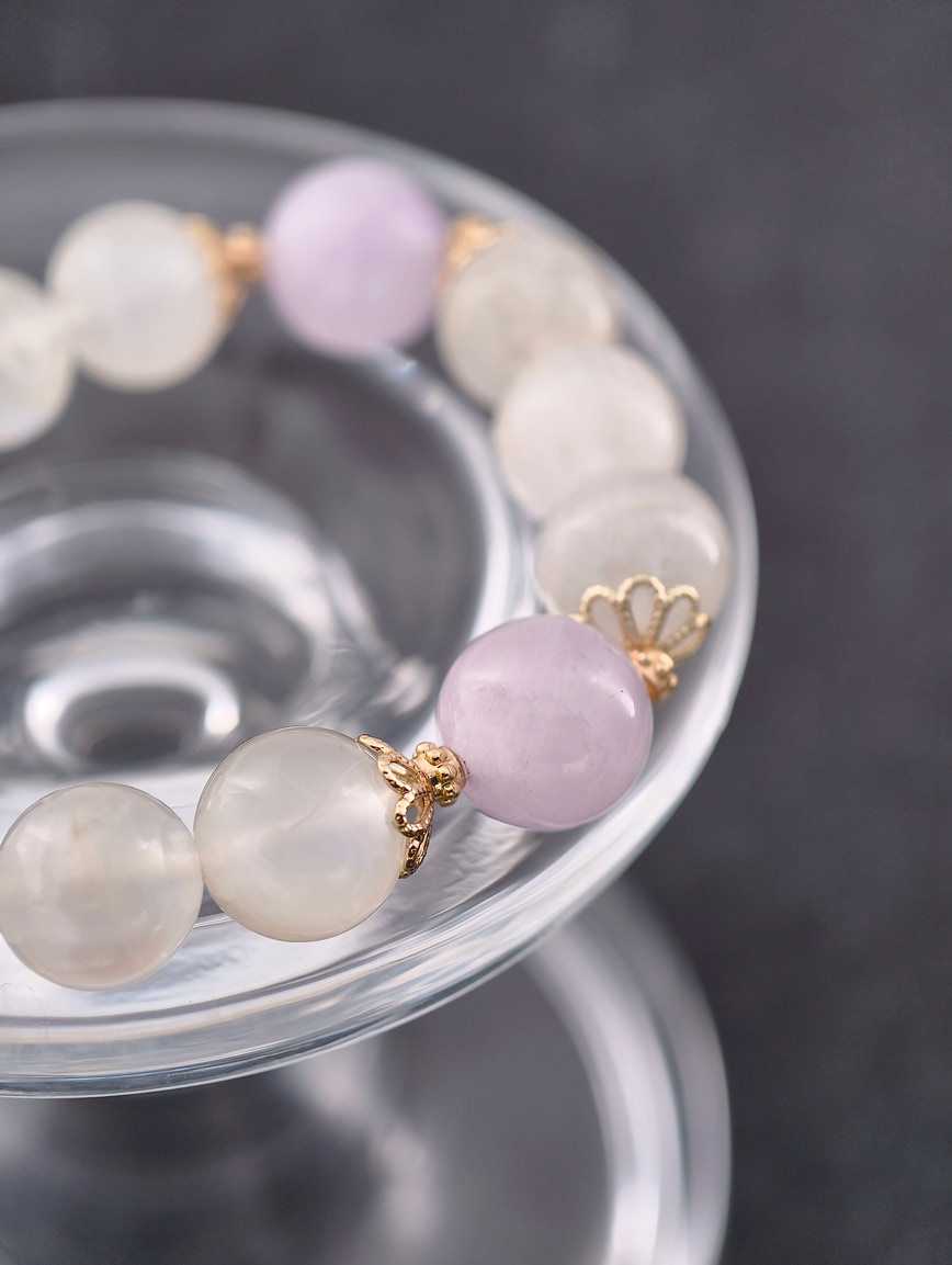 Natural Moonstone and Amethyst Bracelet image