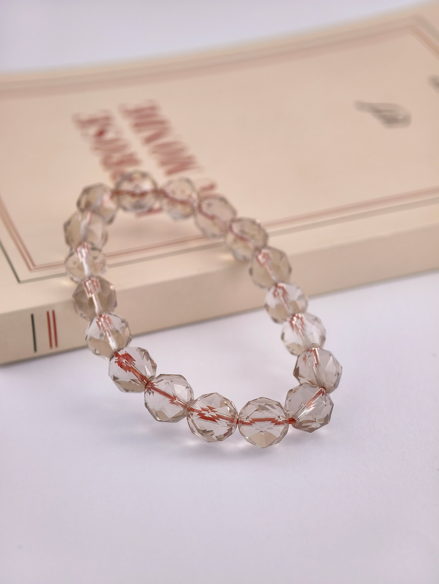 Natural Diamond Cut Smoky Quartz Bracelet image