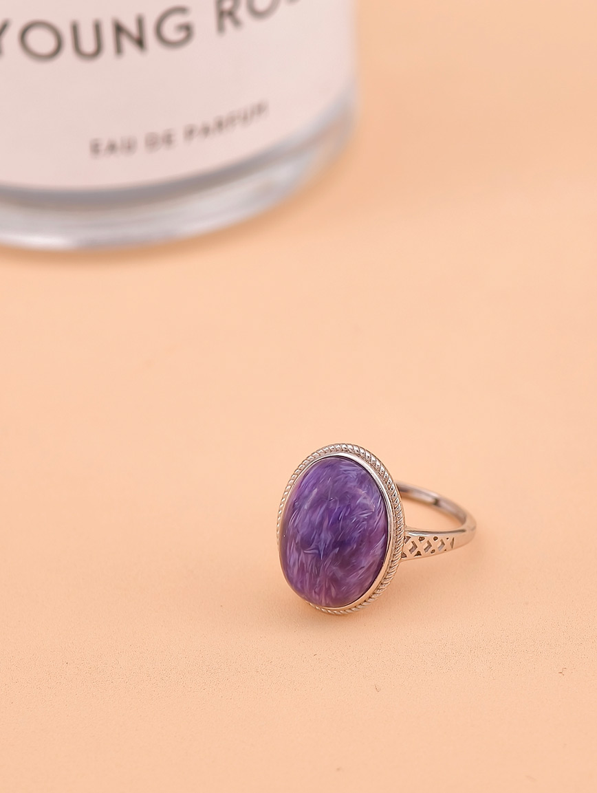 Natural Charoite Simple Ring image