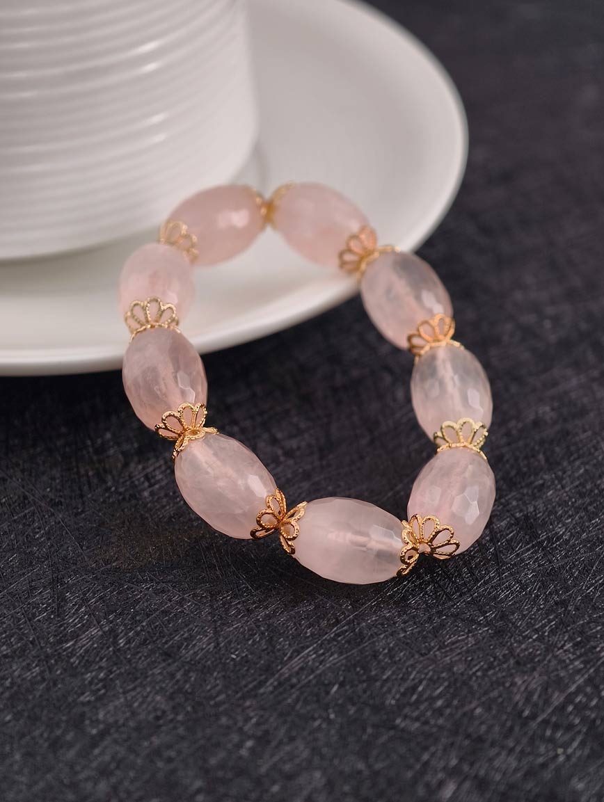 Natural Date Shaped Rose Quartz Bracelet image