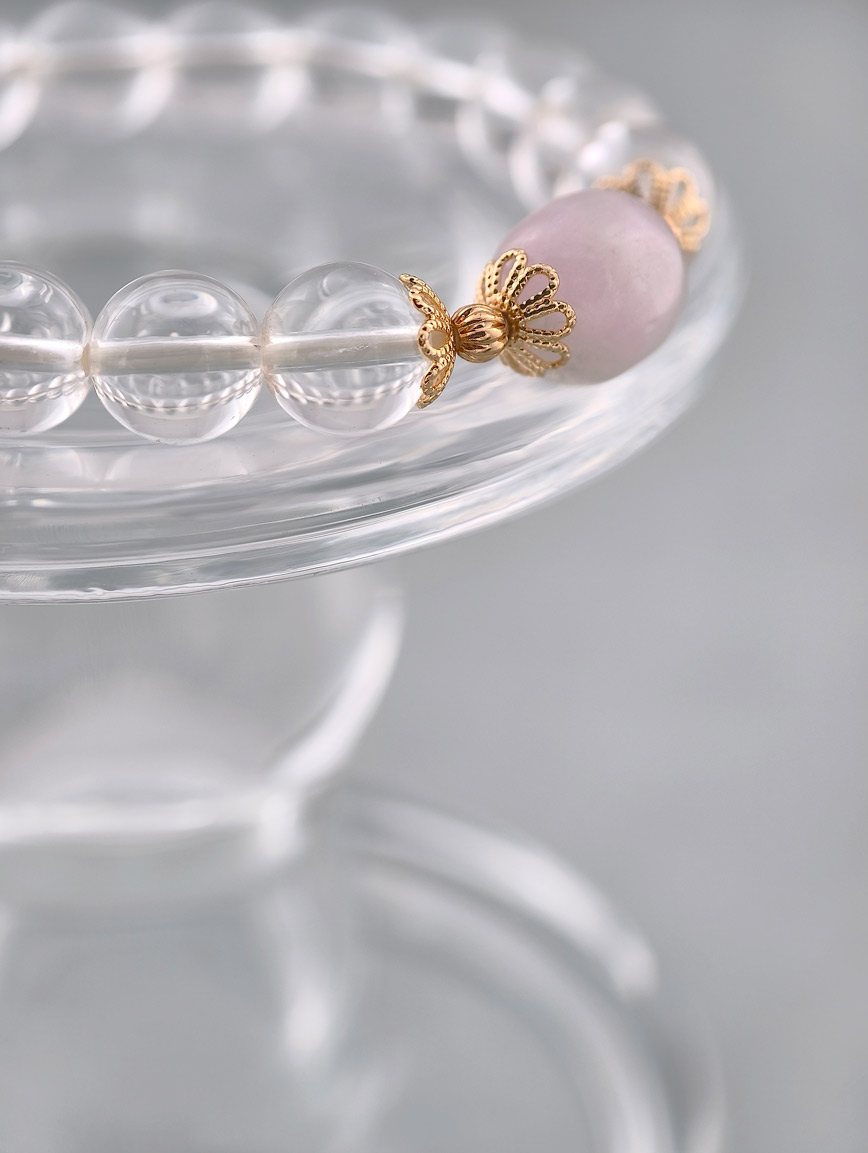Natural Clear Quartz and Kunzite Bracelet image