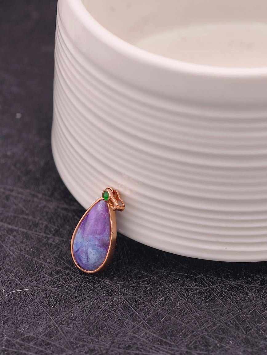 Natural Water Drop Sugilite Sterling Silver Pendant image
