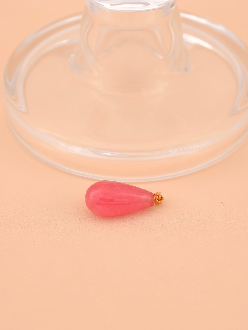 18K Gold Natural Rhodochrosite Simple Style Pendant image