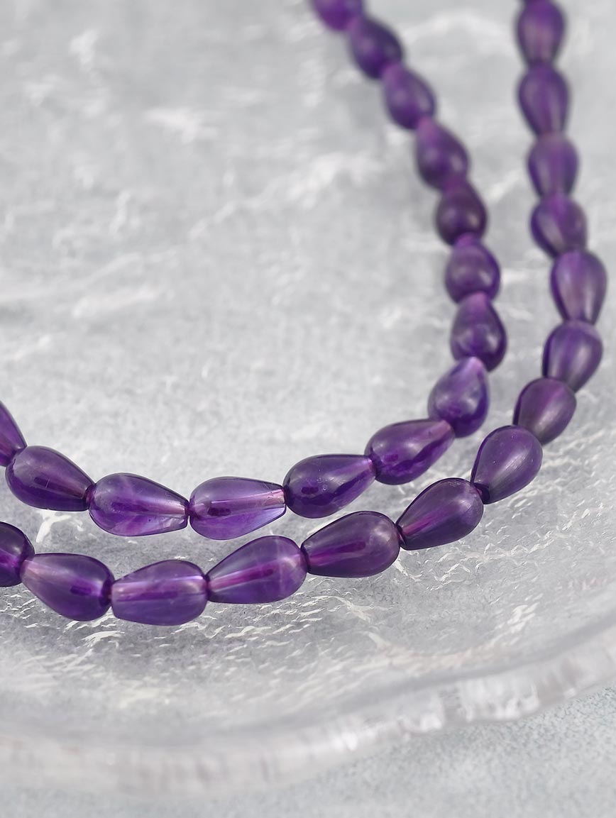 Natural Drop-Shaped Amethyst Three-Wrap Bracelet image