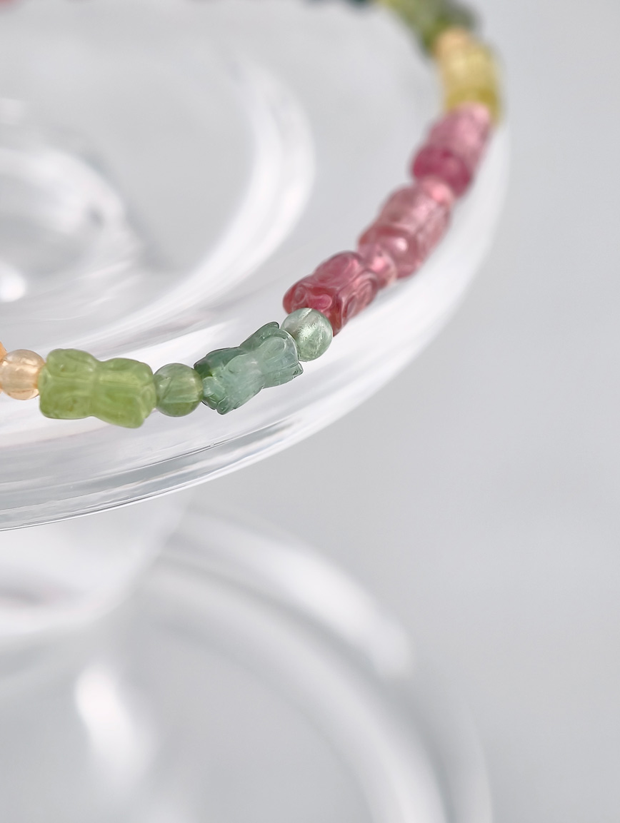 Double Lotus Tourmaline Lucky Bead Bracelet image