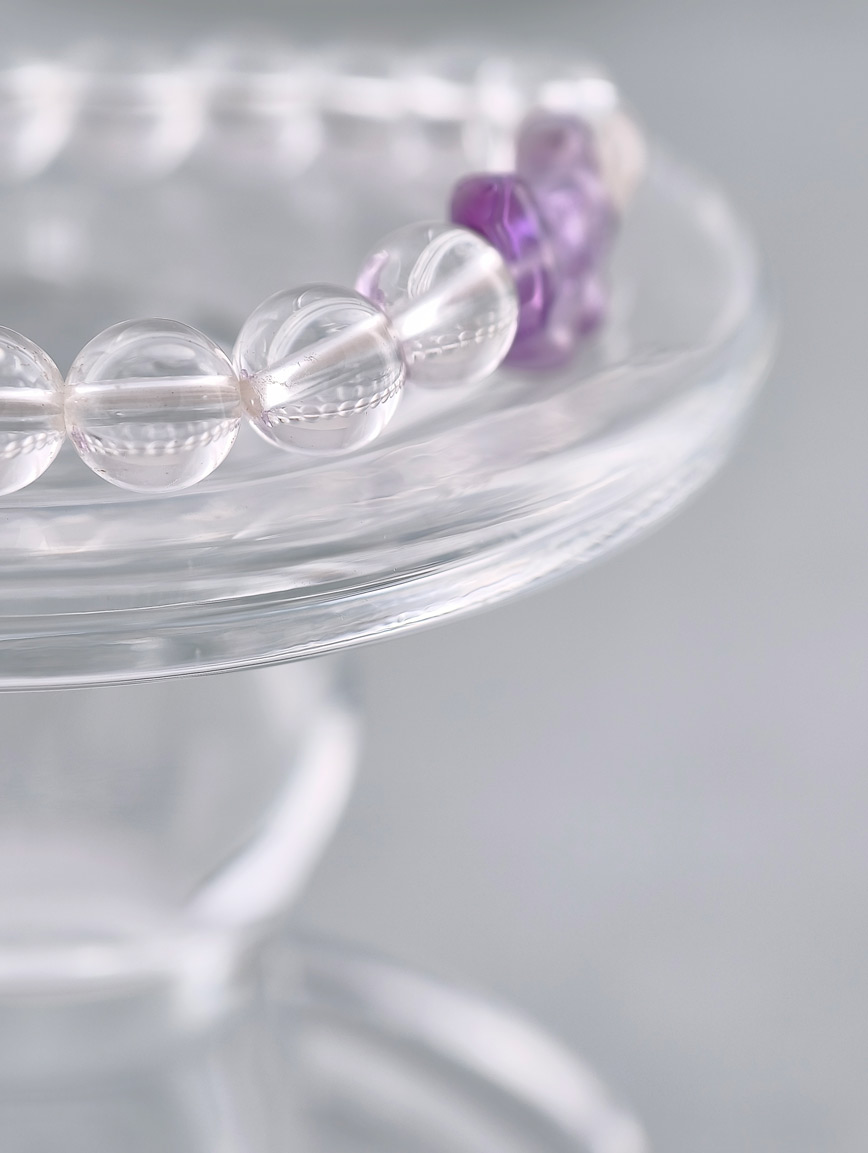 Clear Quartz and Amethyst Bow Bracelet image
