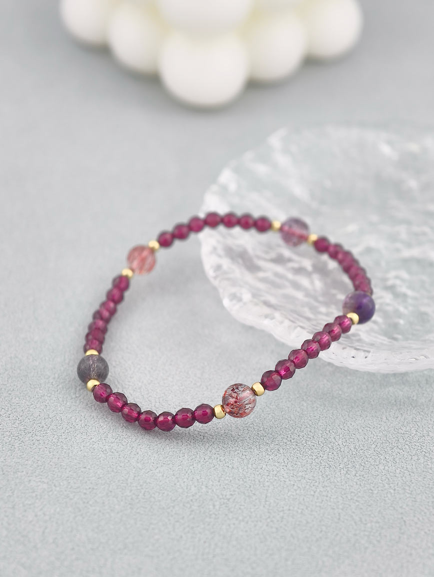 Natural Garnet and Super Seven Elegant Bracelet image