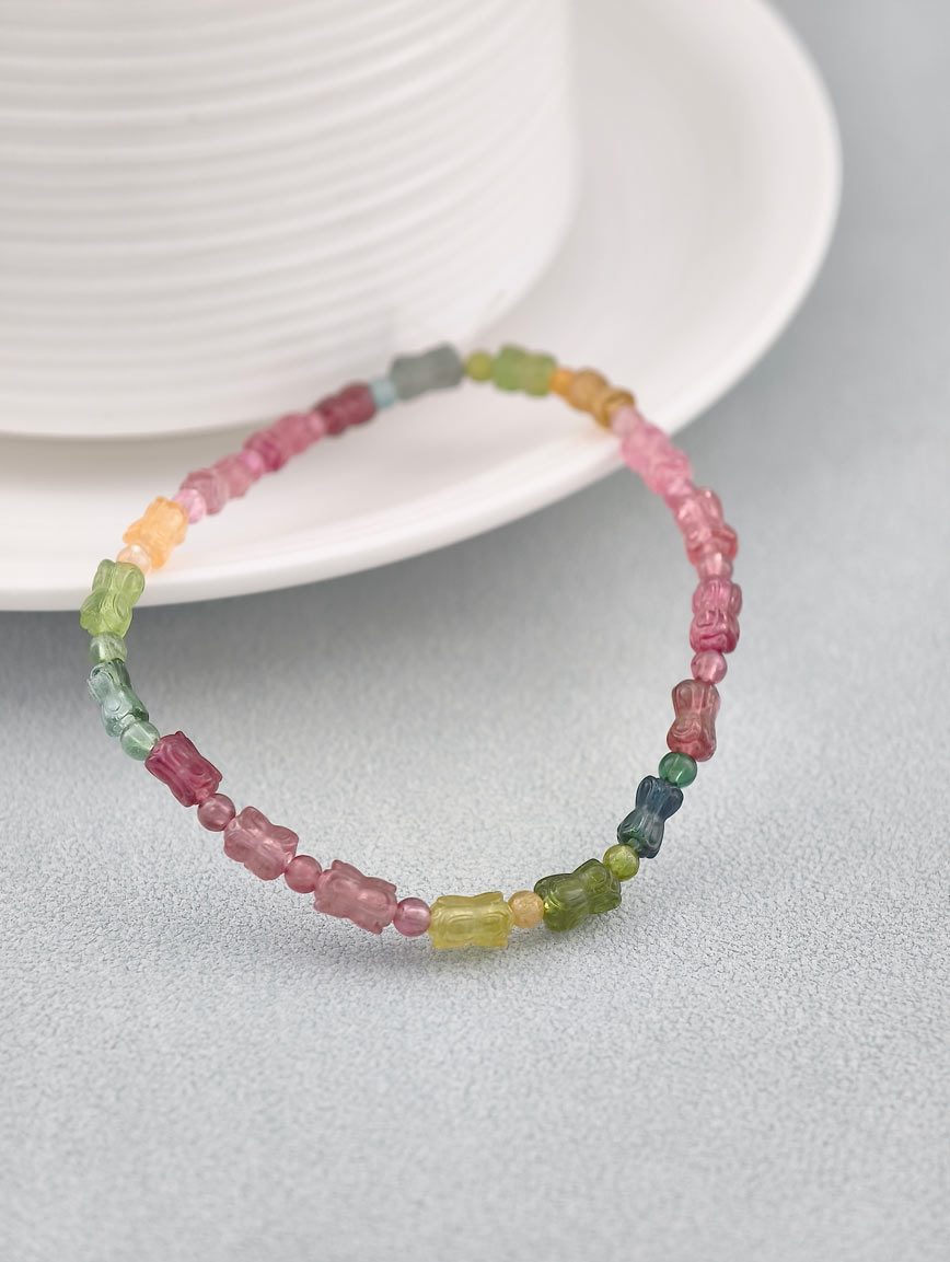 Double Lotus Tourmaline Lucky Bead Bracelet image