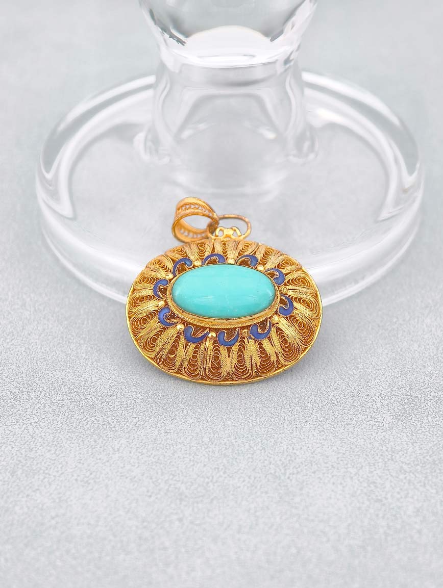 Natural Turquoise Cloisonne Enamel Pendant image