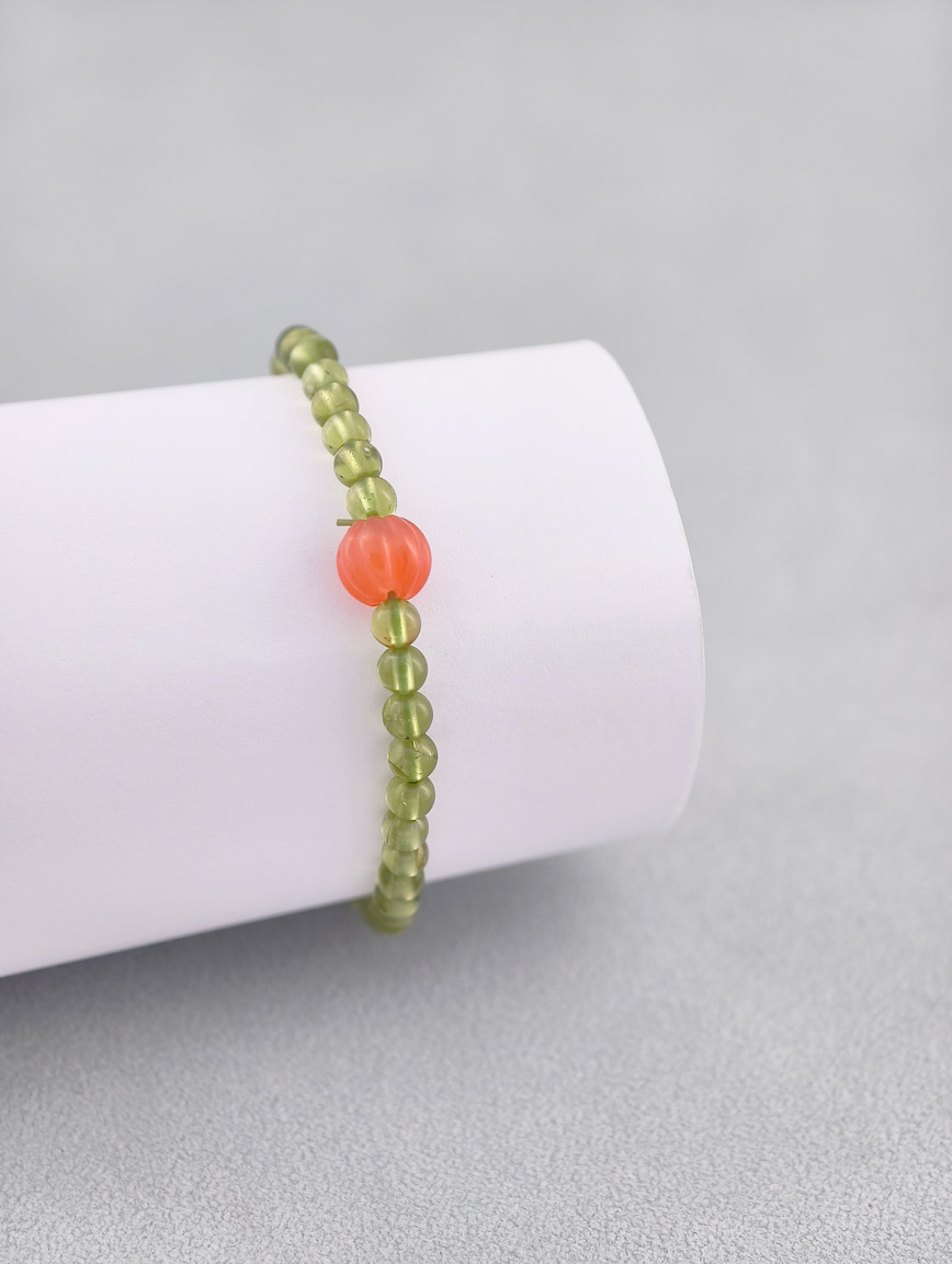 Natural Peridot and South Red Agate Bracelet image
