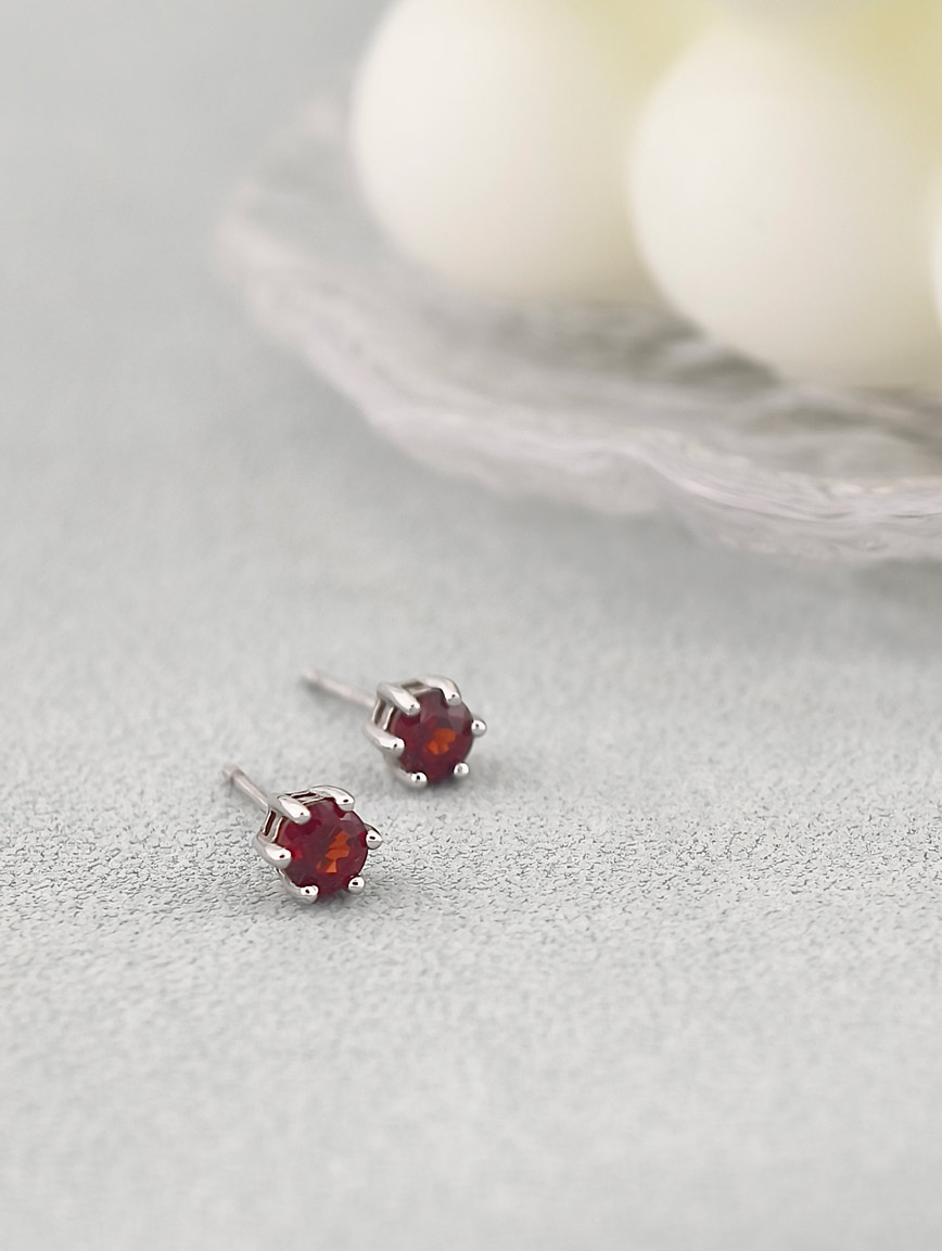 Natural Garnet Sterling Silver Earrings image