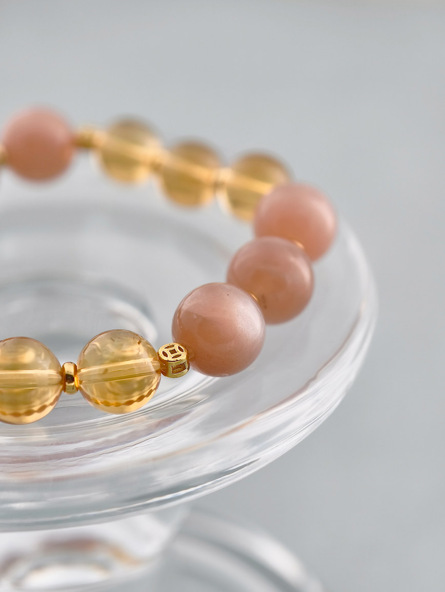 Natural Orange Moonstone and Citrine Bracelet image