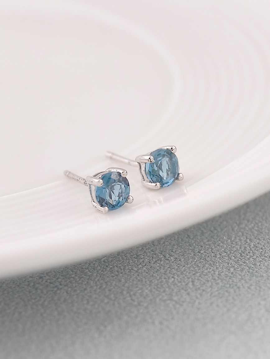 Natural Blue Topaz Sterling Silver Earrings image