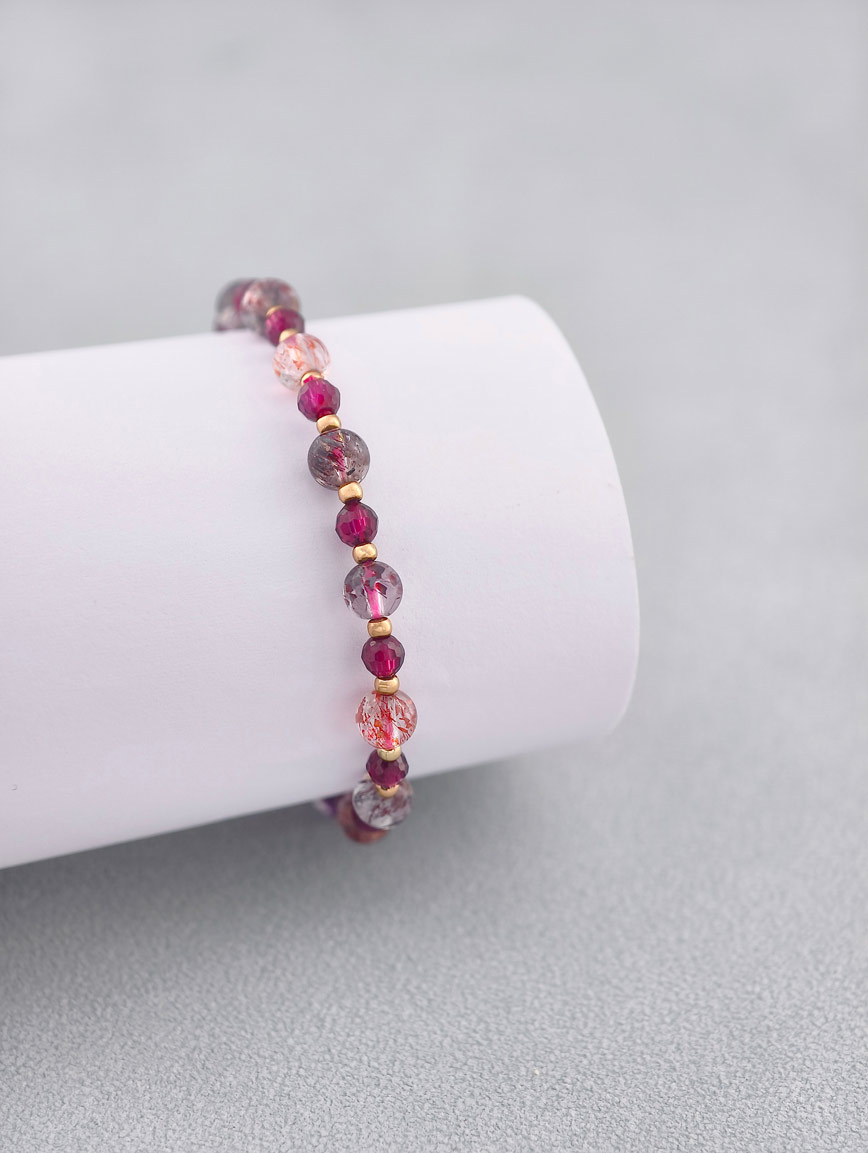 Natural Super Seven and Garnet Bracelet image