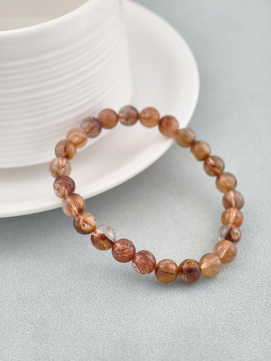 Natural Copper Rutilated Quartz Classic Style Bracelet image