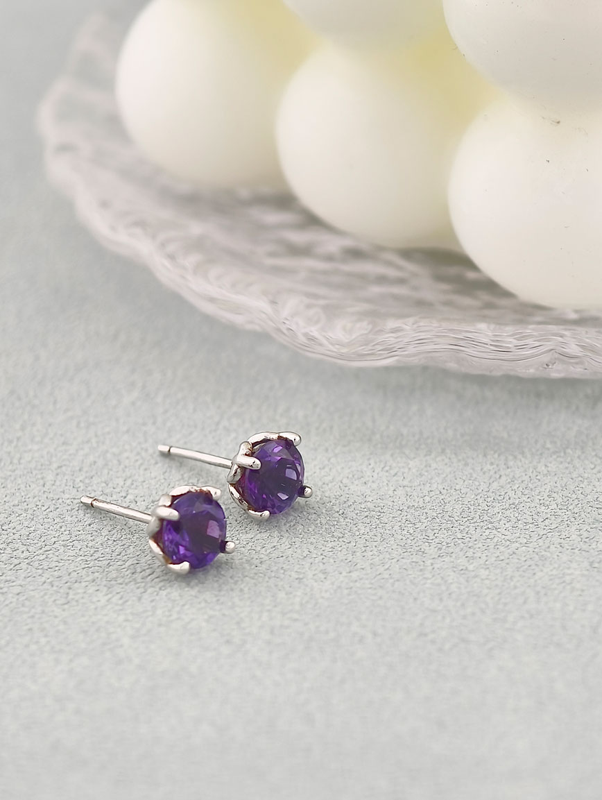 Natural Amethyst Simple Style Earrings image