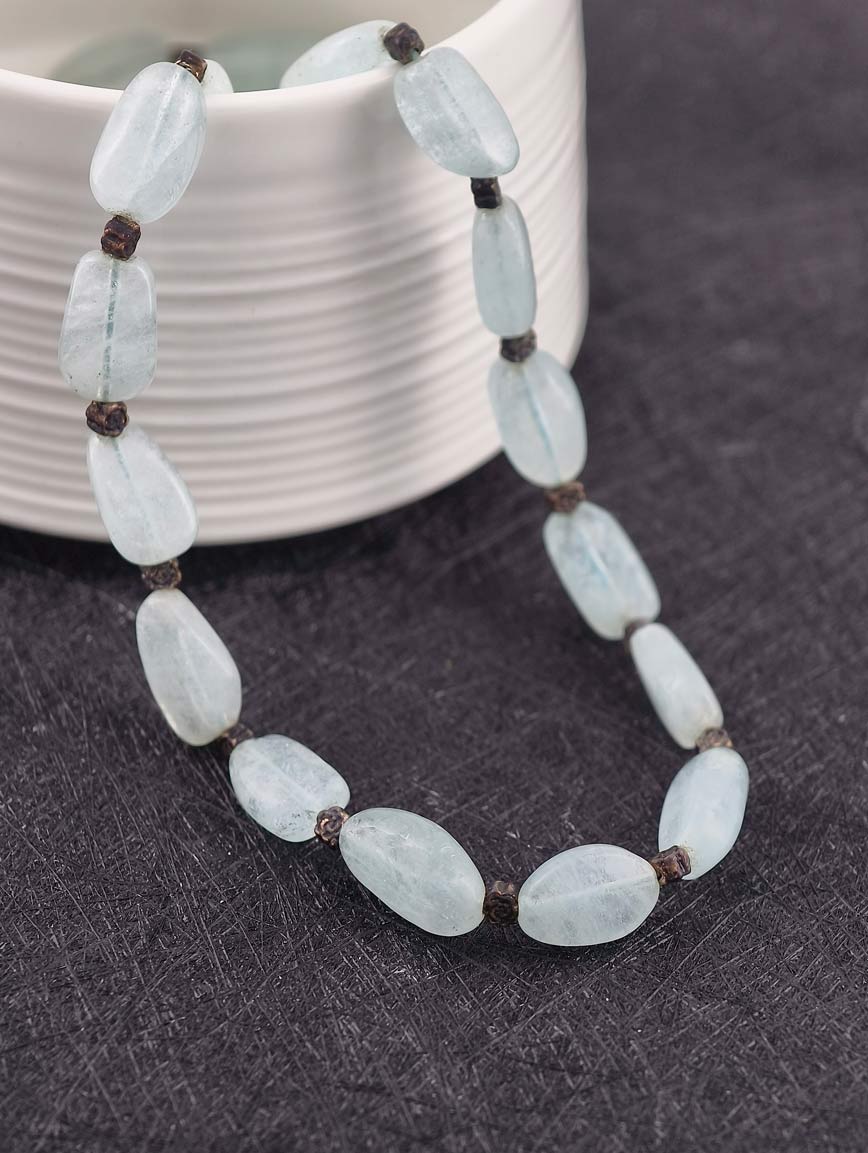 Natural Aquamarine Necklace with S925 Silver Flower image