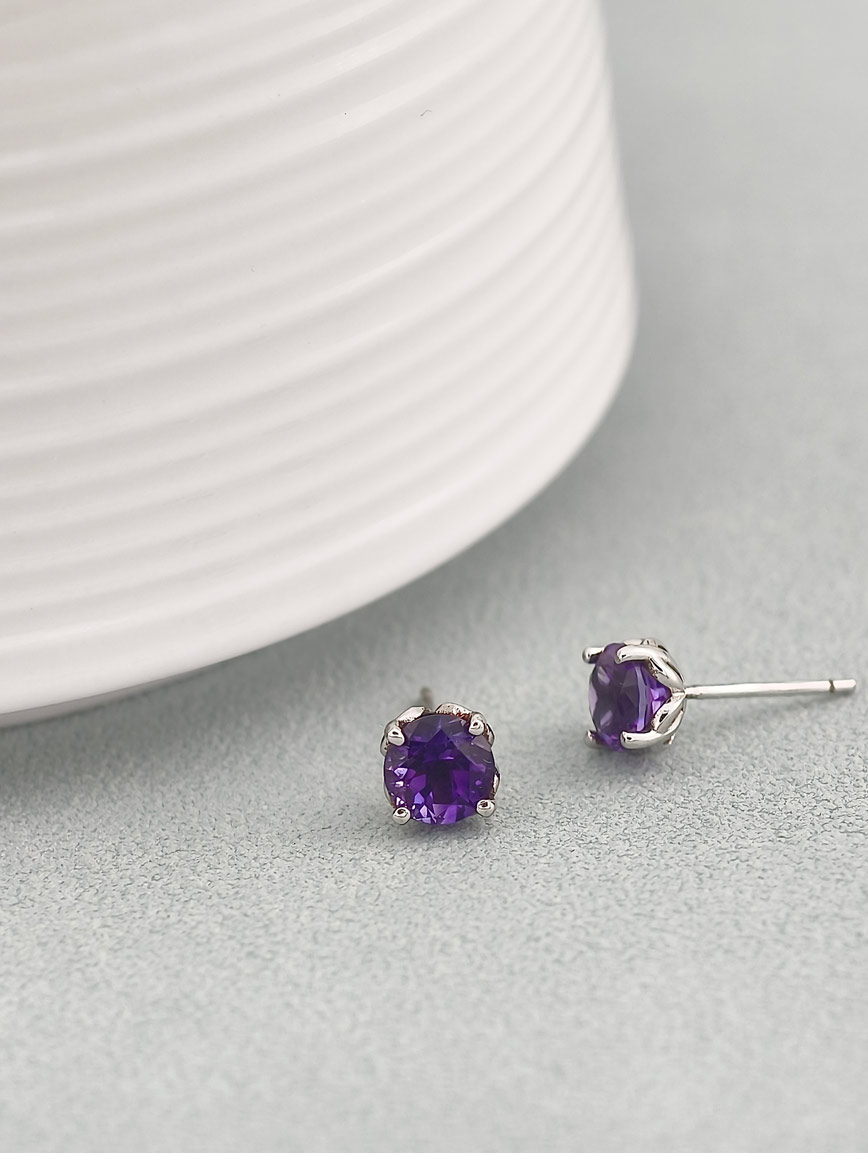 Natural Amethyst Simple Style Earrings image