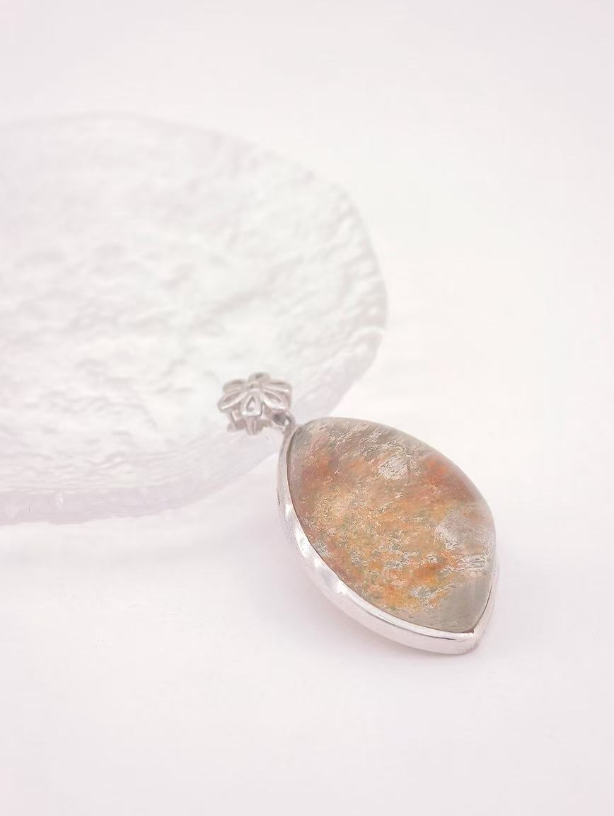 Natural Colorful Phantom Delicate Style Sterling Silver Pendant image