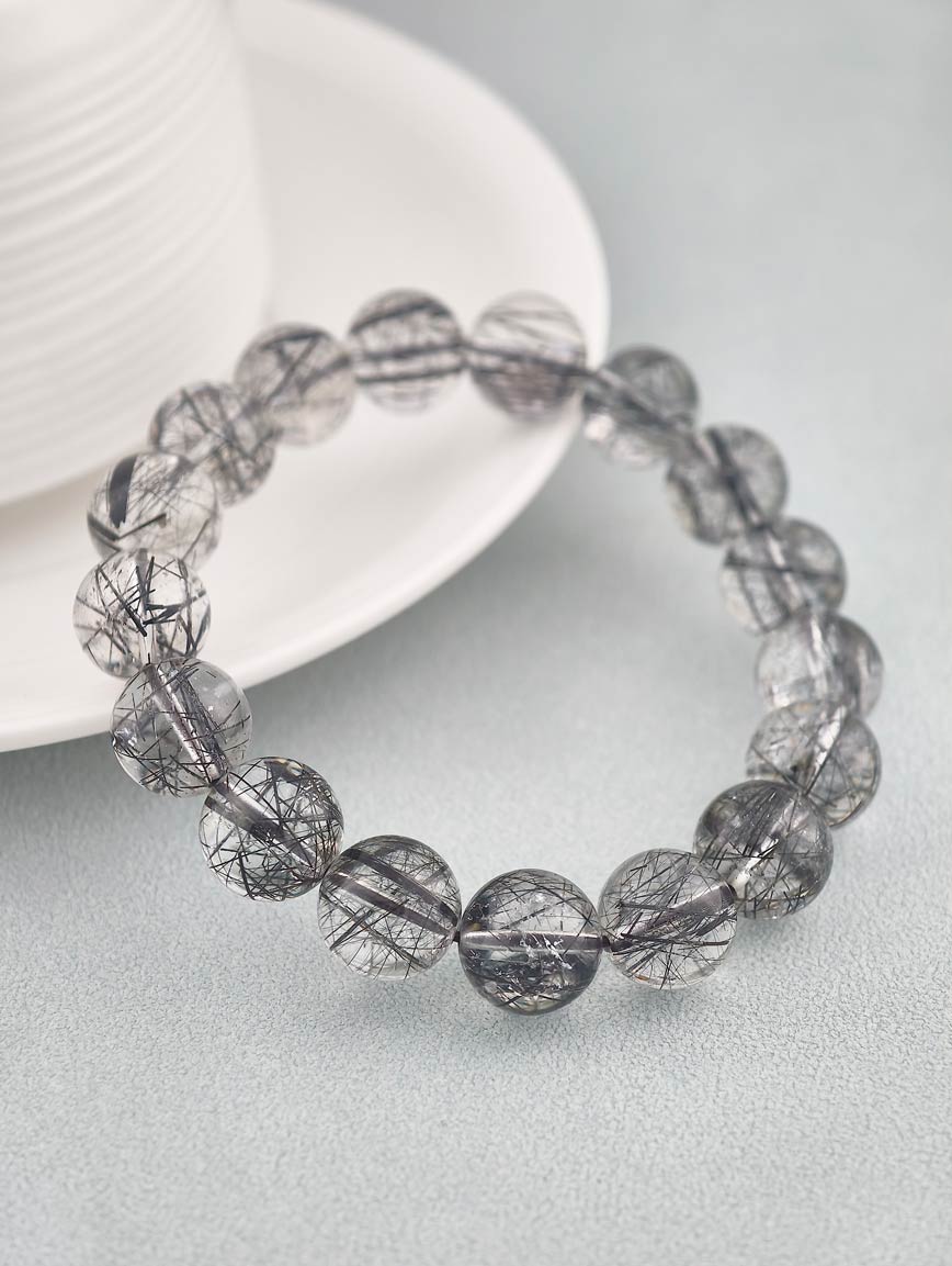 Natural Black Rutilated Quartz Bracelet image