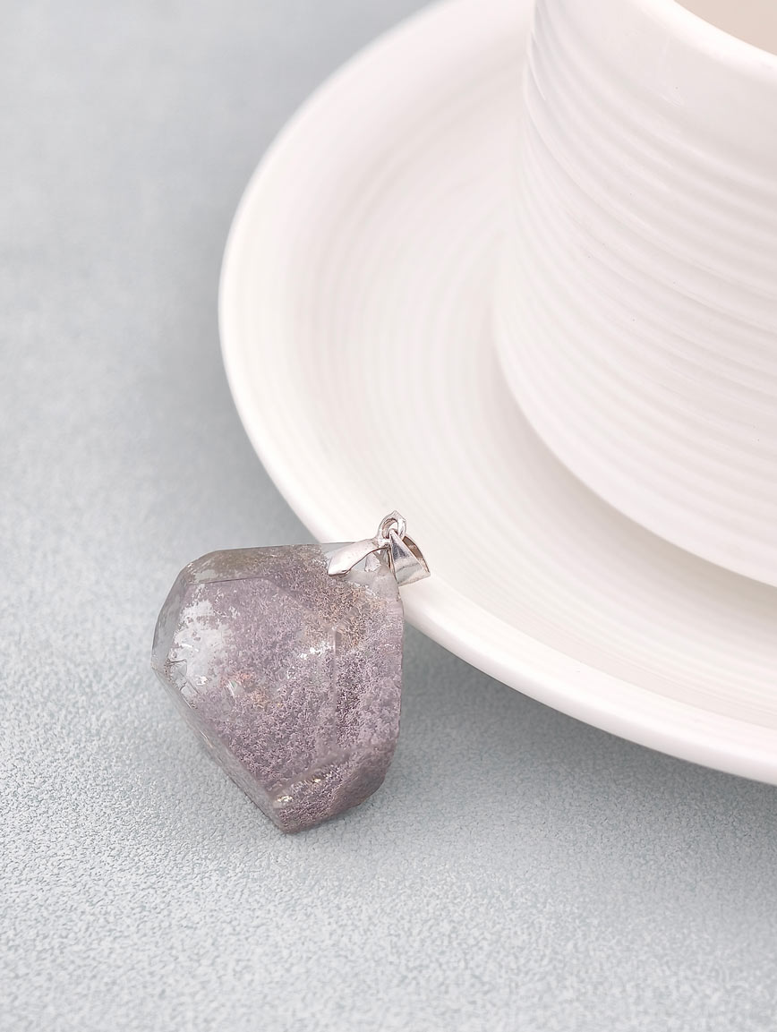 Natural Red Phantom Sterling Silver Pendant image