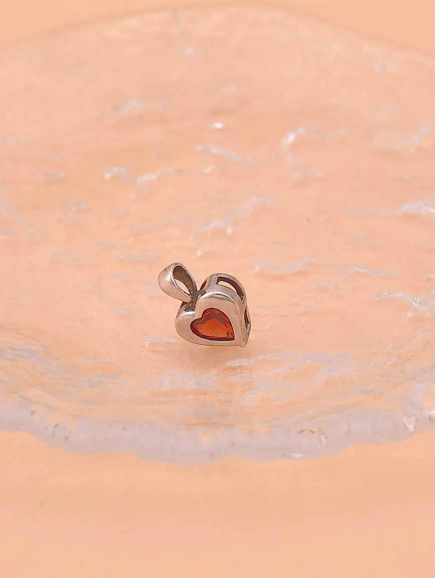 Heart Garnet Sterling Silver Pendant image