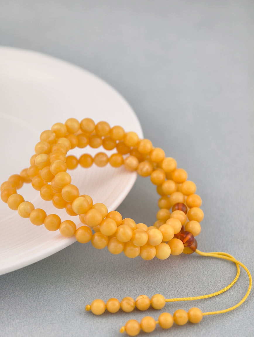 Natural Beeswax and Amber Multi-Circle Bracelet image