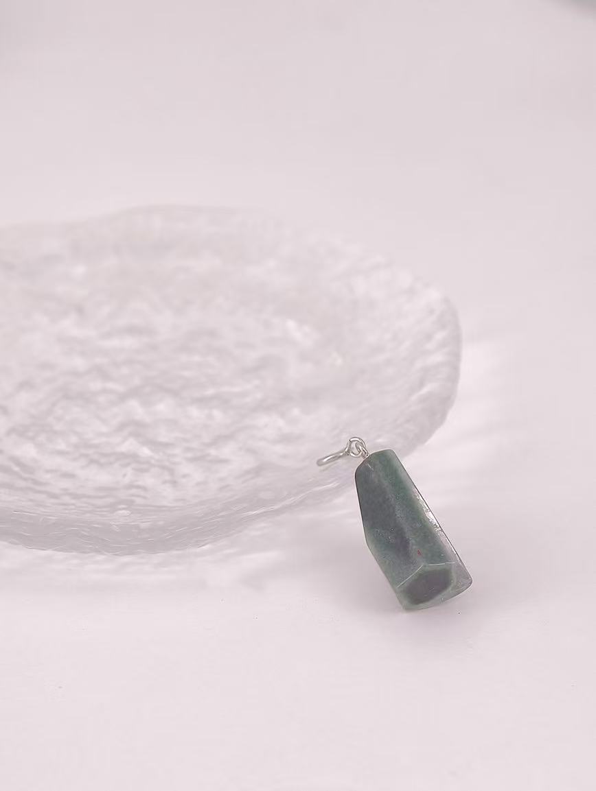 Natural Green Phantom Crystal Sterling Silver Pendant image