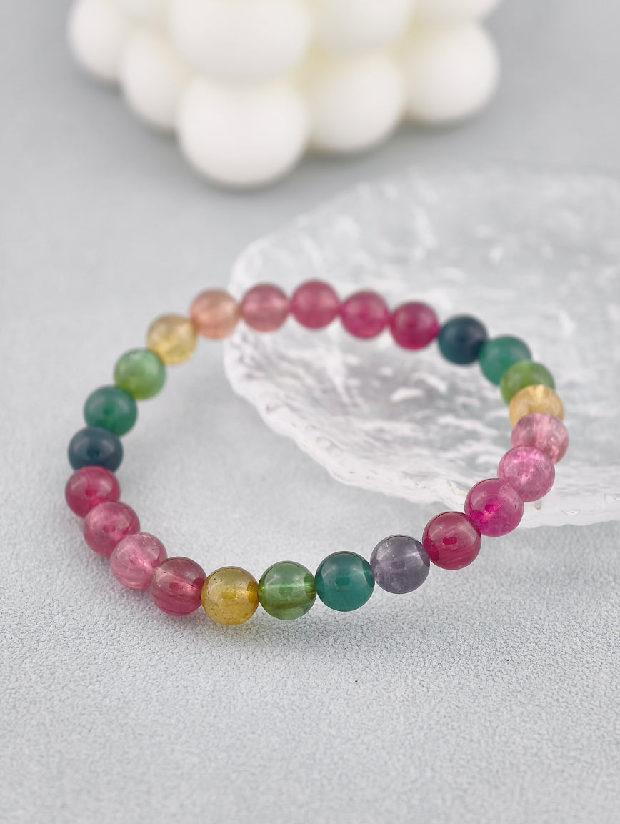 Natural Brazilian Old-Mine Rainbow Tourmaline Bracelet image
