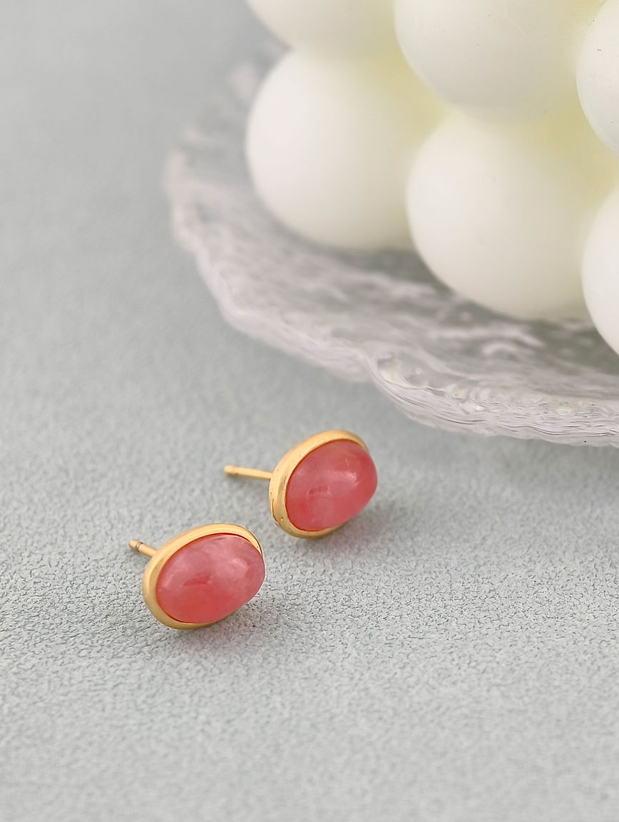 Natural Rhodochrosite Sterling Silver Earrings image
