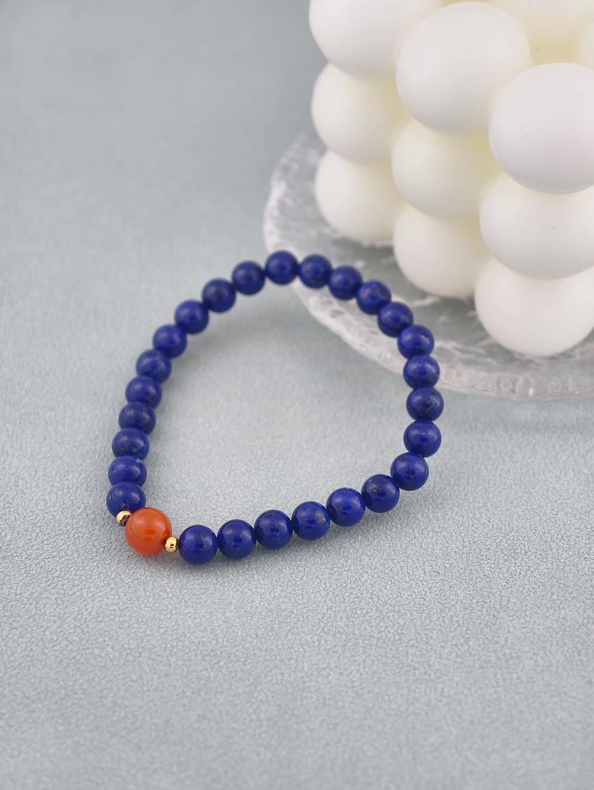 Natural Lapis Lazuli with South Red Agate Bracelet image