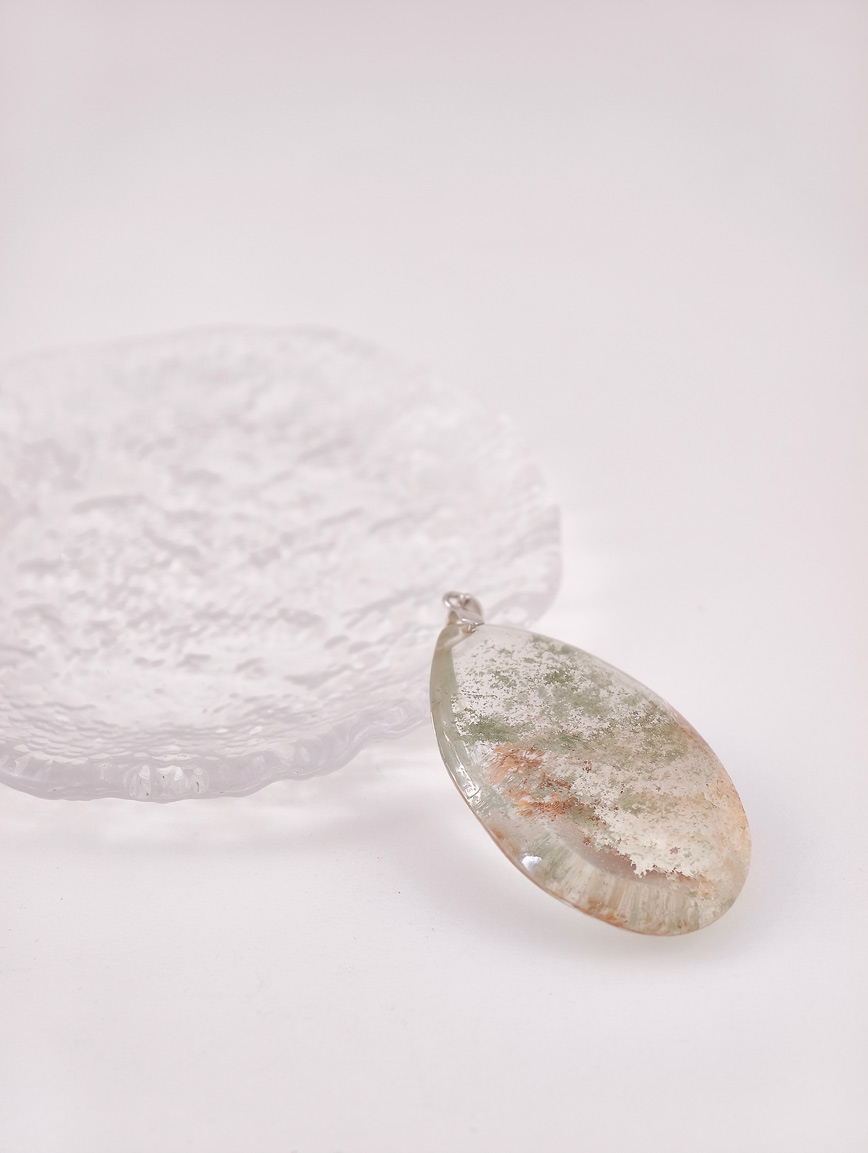 Natural White Phantom Sterling Silver Pendant image