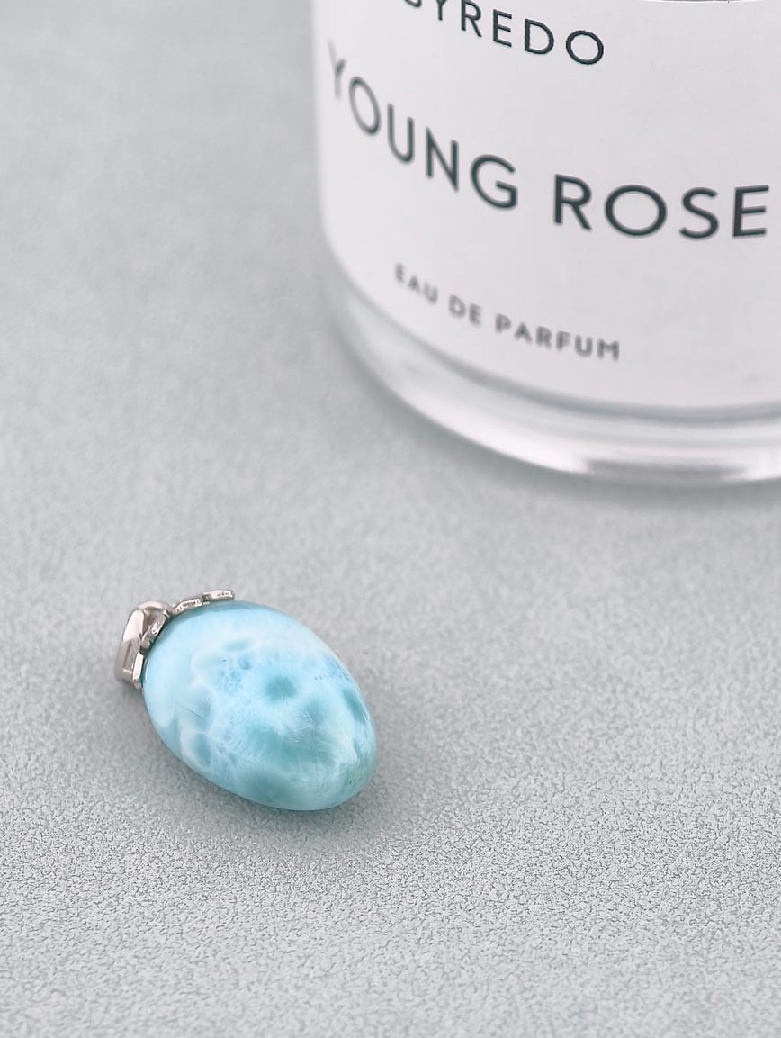Natural Larimar Sterling Silver Pendant image