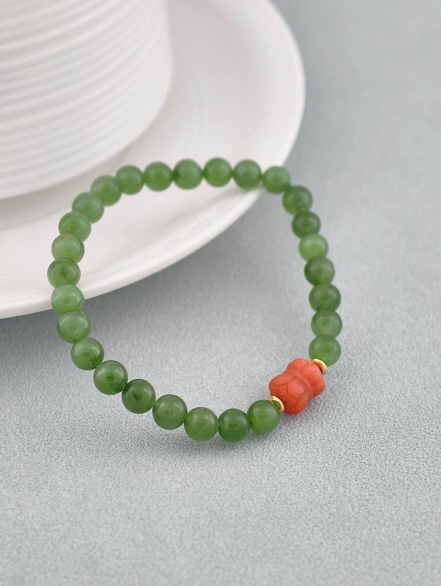 Natural Jasper and South Red Agate Simple Style Bracelet image