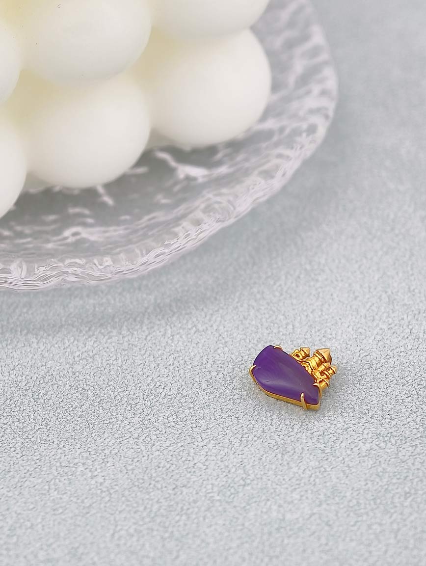 18K Gold Sugilite Small Castle Pendant image