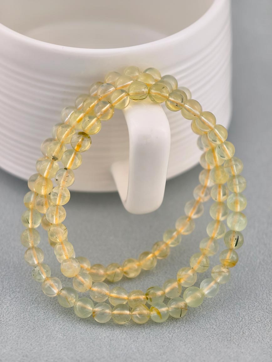 Natural Golden Prehnite Three-Wrap Bracelet image