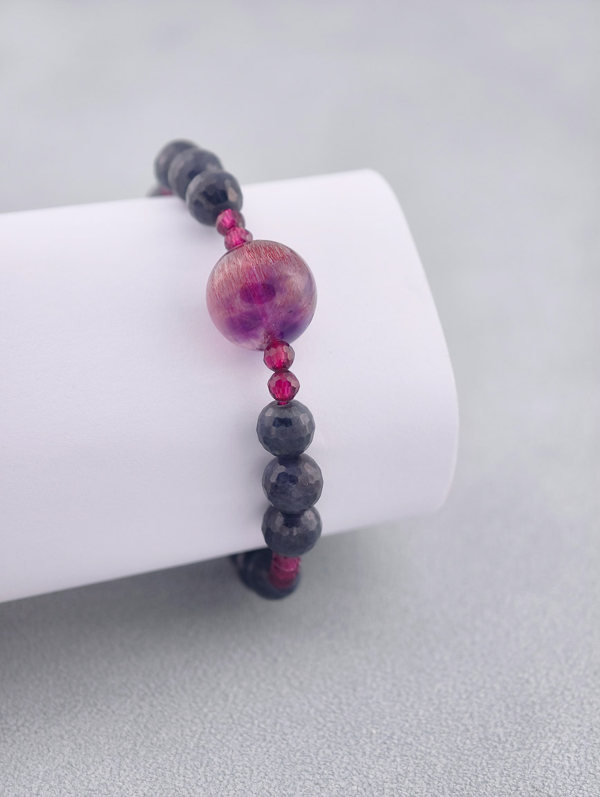 Sapphire and Super Seven Garnet Energy Bracelet image