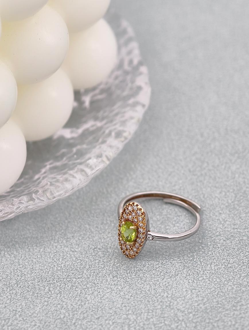 Sterling Silver Inlaid Natural Peridot Ring image
