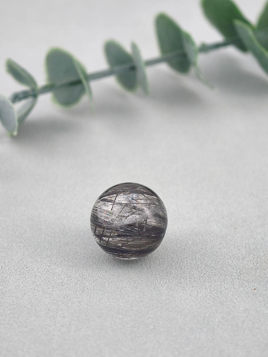 Natural Black Rutilated Quartz Ball image