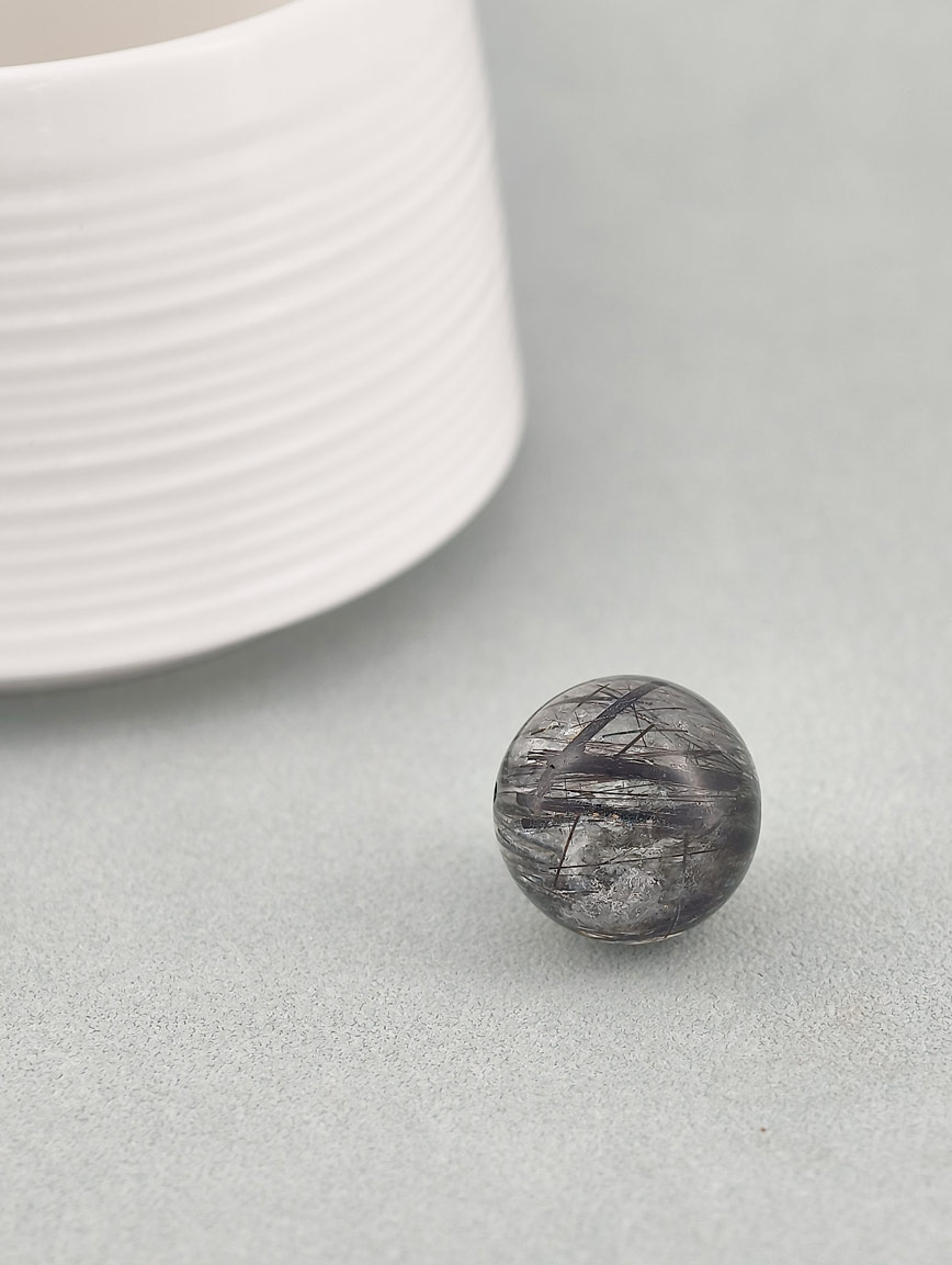 Natural Black Rutilated Quartz Ball image