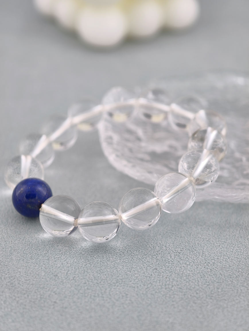 Natural Clear Quartz and Lapis Lazuli Bracelet image